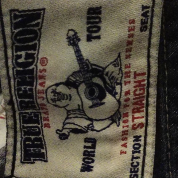True Religion World Tour Vintage Straight Jean Pant Distressed Destroyed Size 38 - Picture 6 of 17